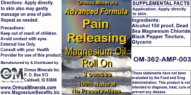 Ormus Minerals - Advanced Formula Pain Releasing Magnesium Oil Roll On
