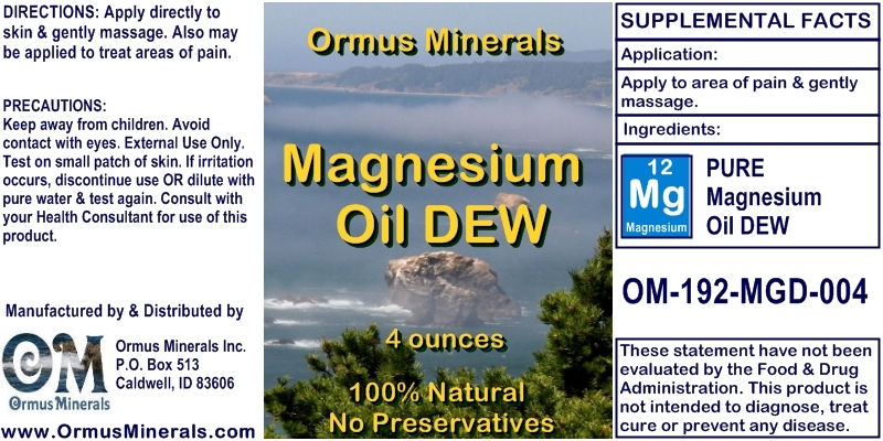 Ormus Minerals Magnesium Oil DEW