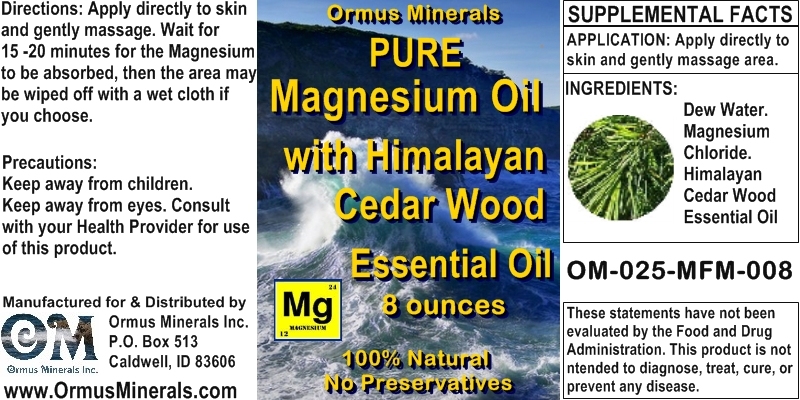 Ormus Minerals - Pure Magnesium Oil with HIMALAYAN CEDAR WOOD EO
